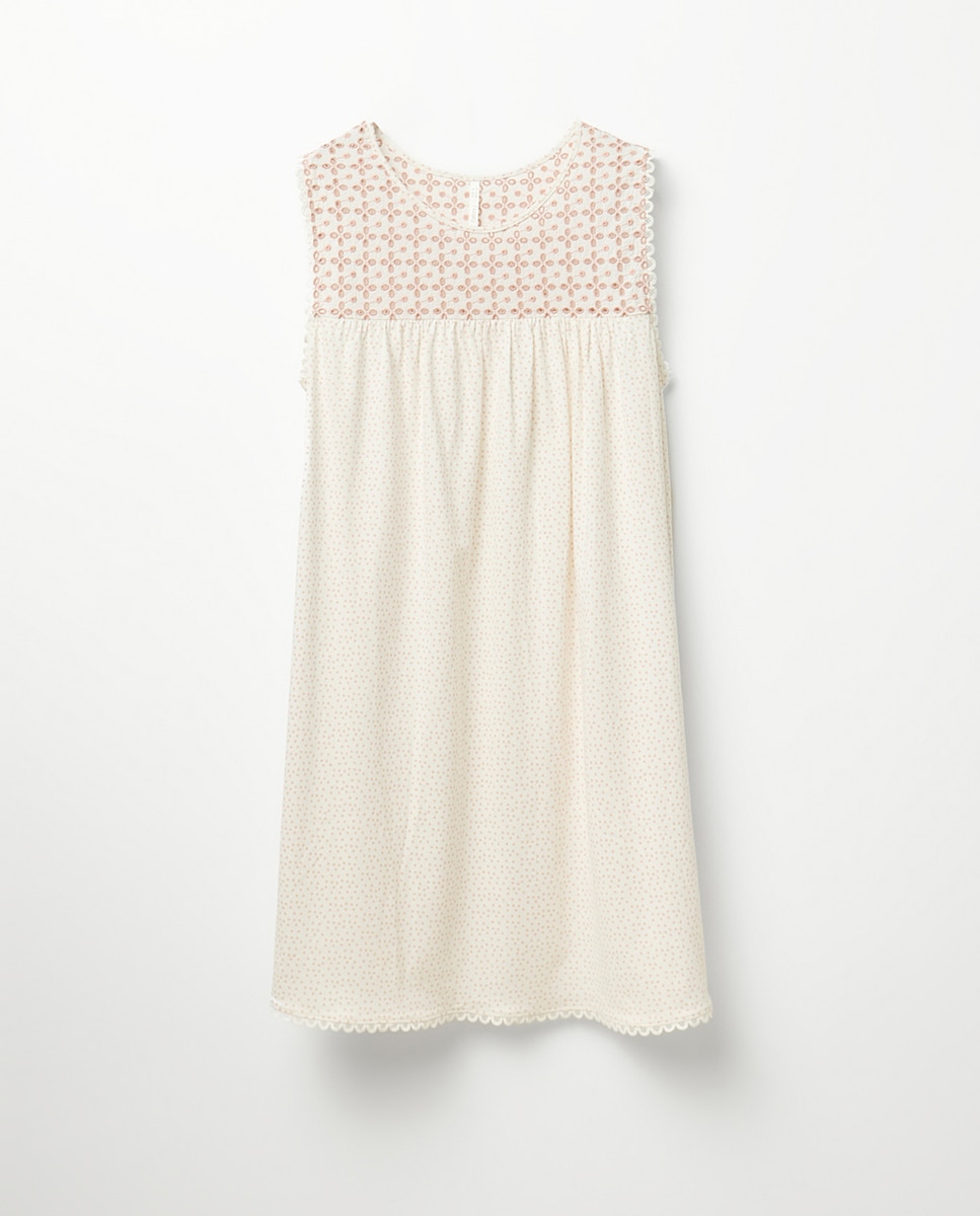 Camisa de dormir sem mangas estampada 220 Rosa Pálido-5
