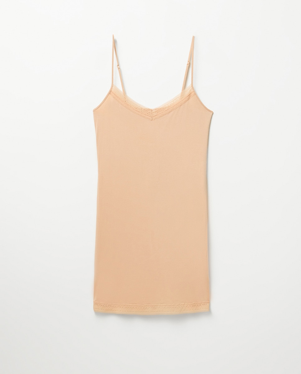 Camisa de Dormir de Viscose com Renda 250 Nude-8