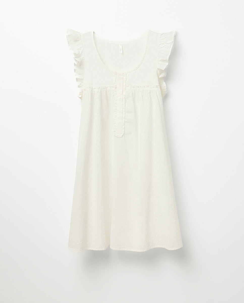 Camisa de dormir com plumeti 130 Marfim-4