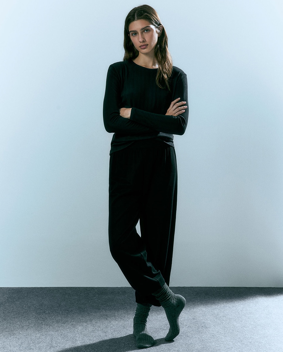 T-shirt Pointelle Soft Preto-2
