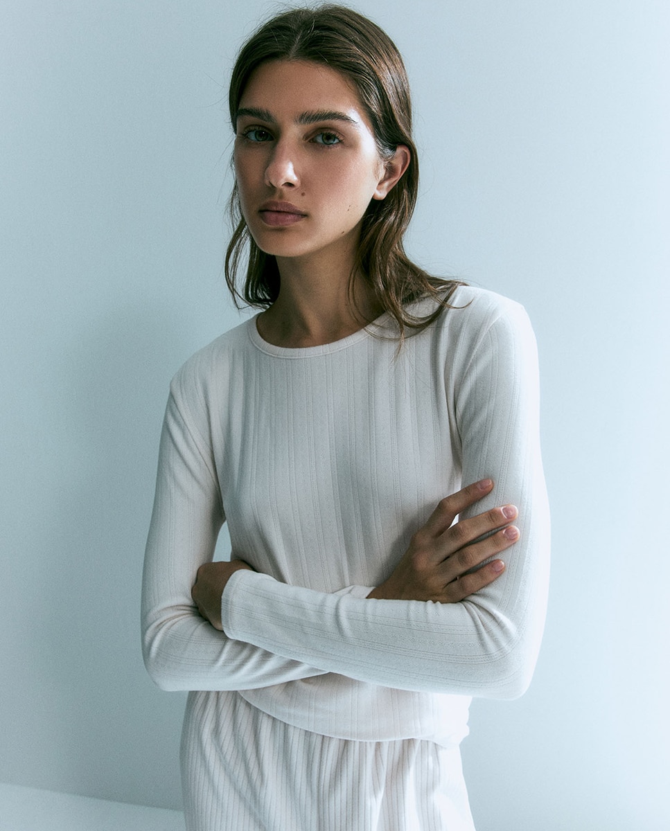 T-shirt Pointelle Soft 130 Marfim-3