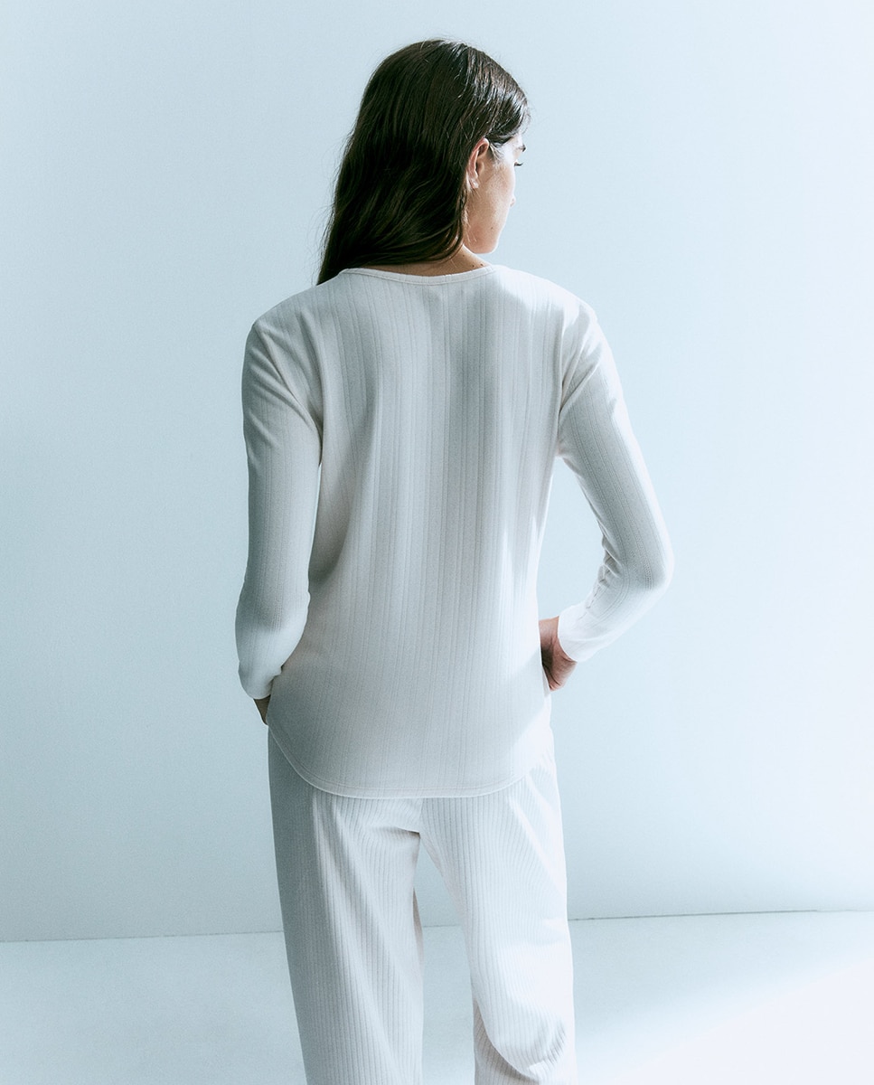 T-shirt Pointelle Soft 130 Marfim-5