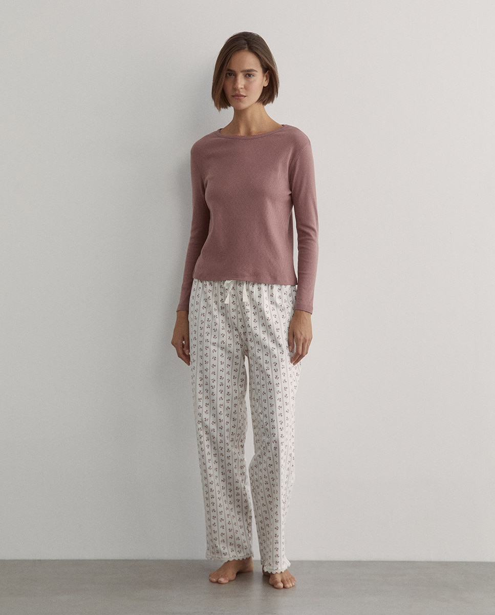 Camiseta pointelle - Sfera - 230 Rosa oscuro 230 Rosa oscuro-3
