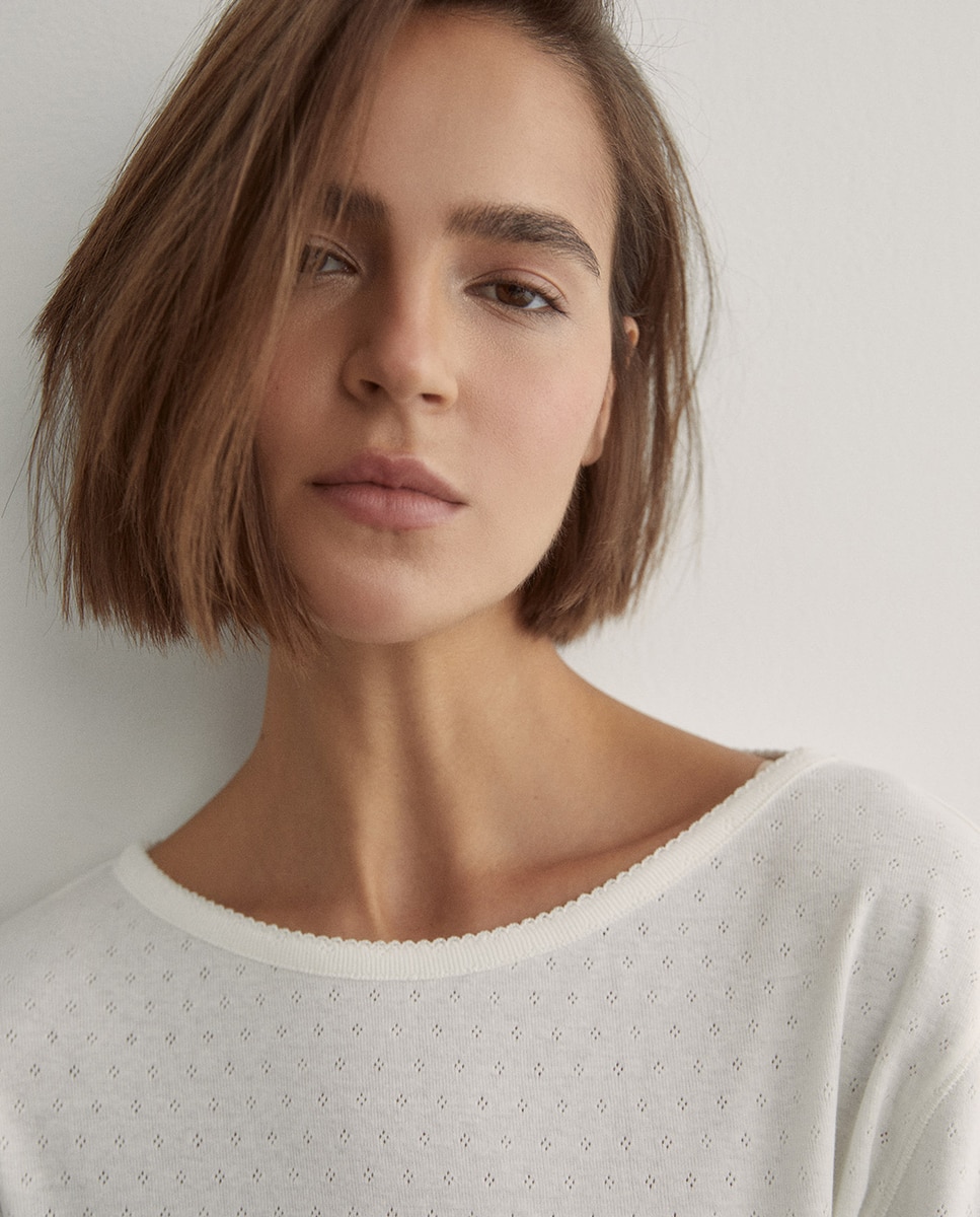 T-shirt Pointelle 130 Marfim-2
