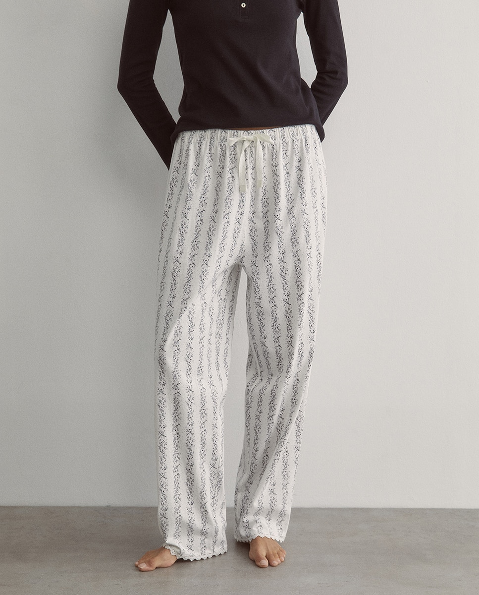 Pantalón flores - Sfera - 130 Marfil 130 Marfil-2