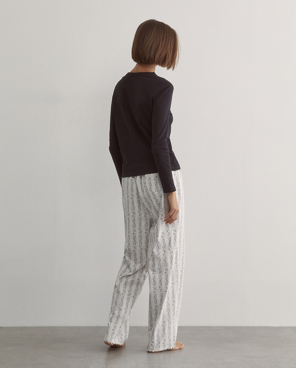 Pantalón flores - Sfera - 130 Marfil 130 Marfil-4