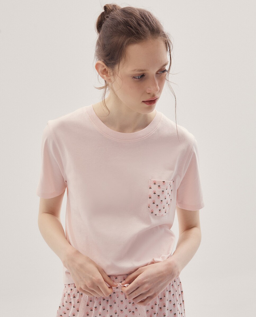 Pijama Estampado com Bolso Rosa-claro-3