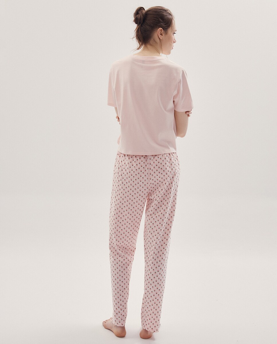 Pijama Estampado com Bolso Rosa-claro-4