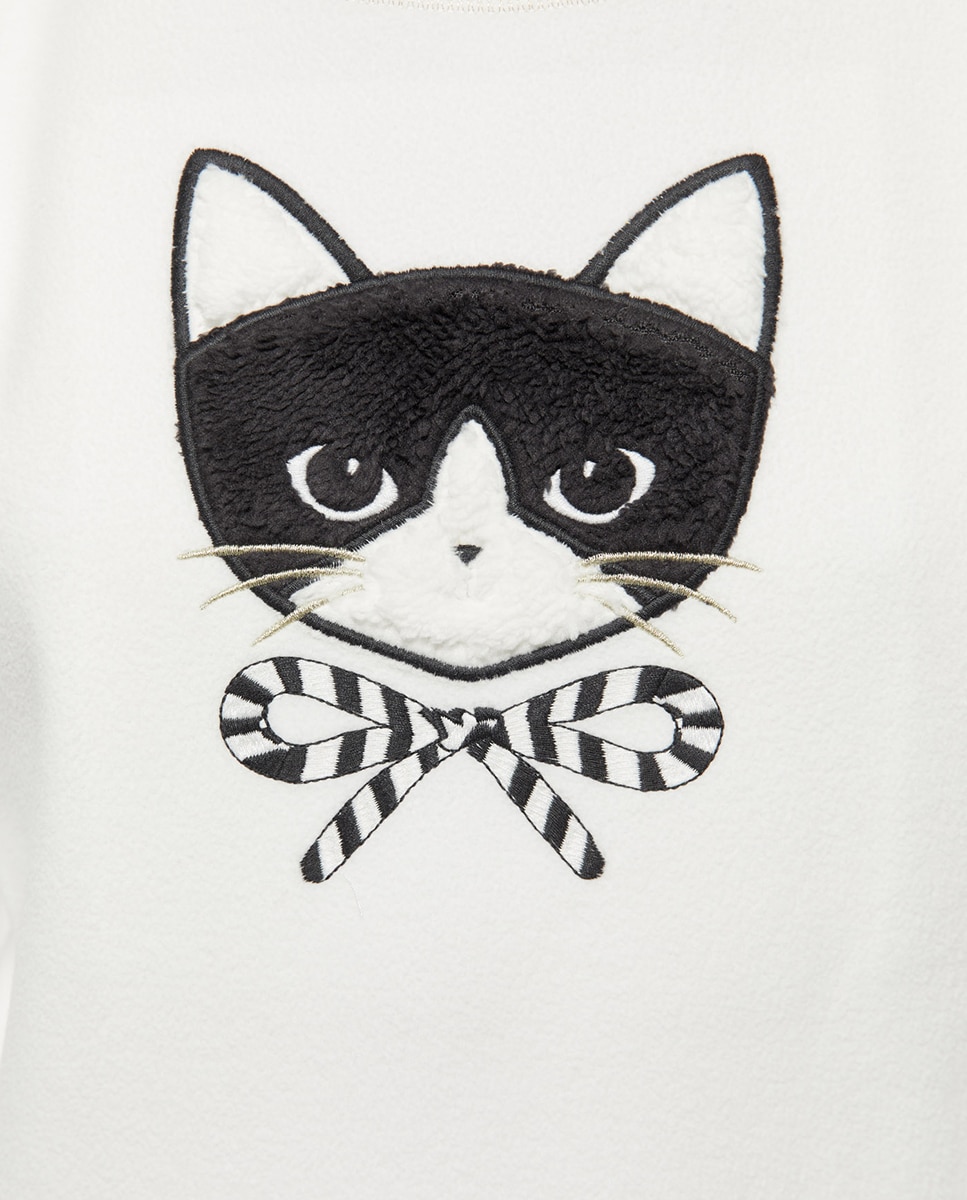 Pijama de Forro Polar com Vichy Preto-3