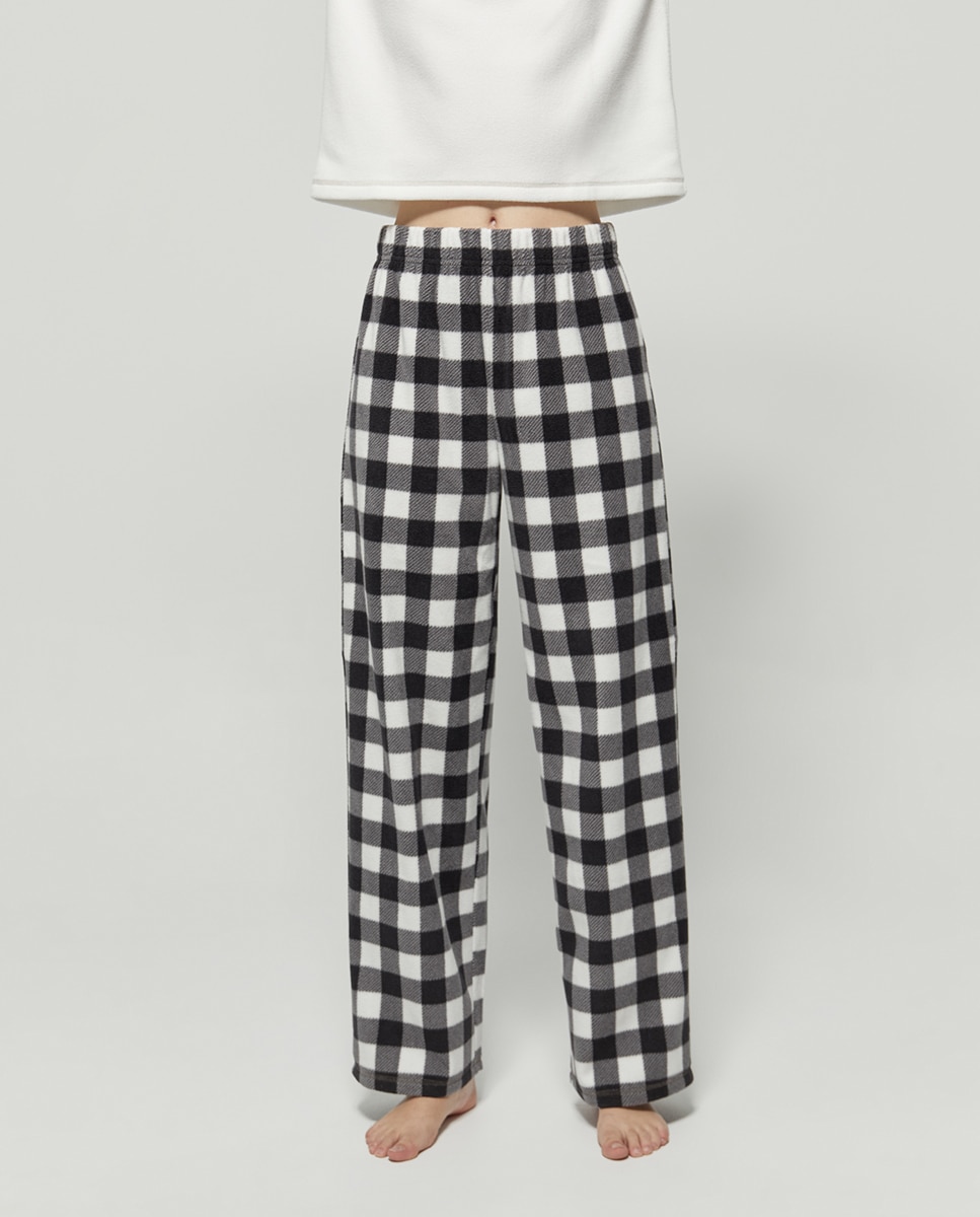 Pijama de Forro Polar com Vichy Preto-5