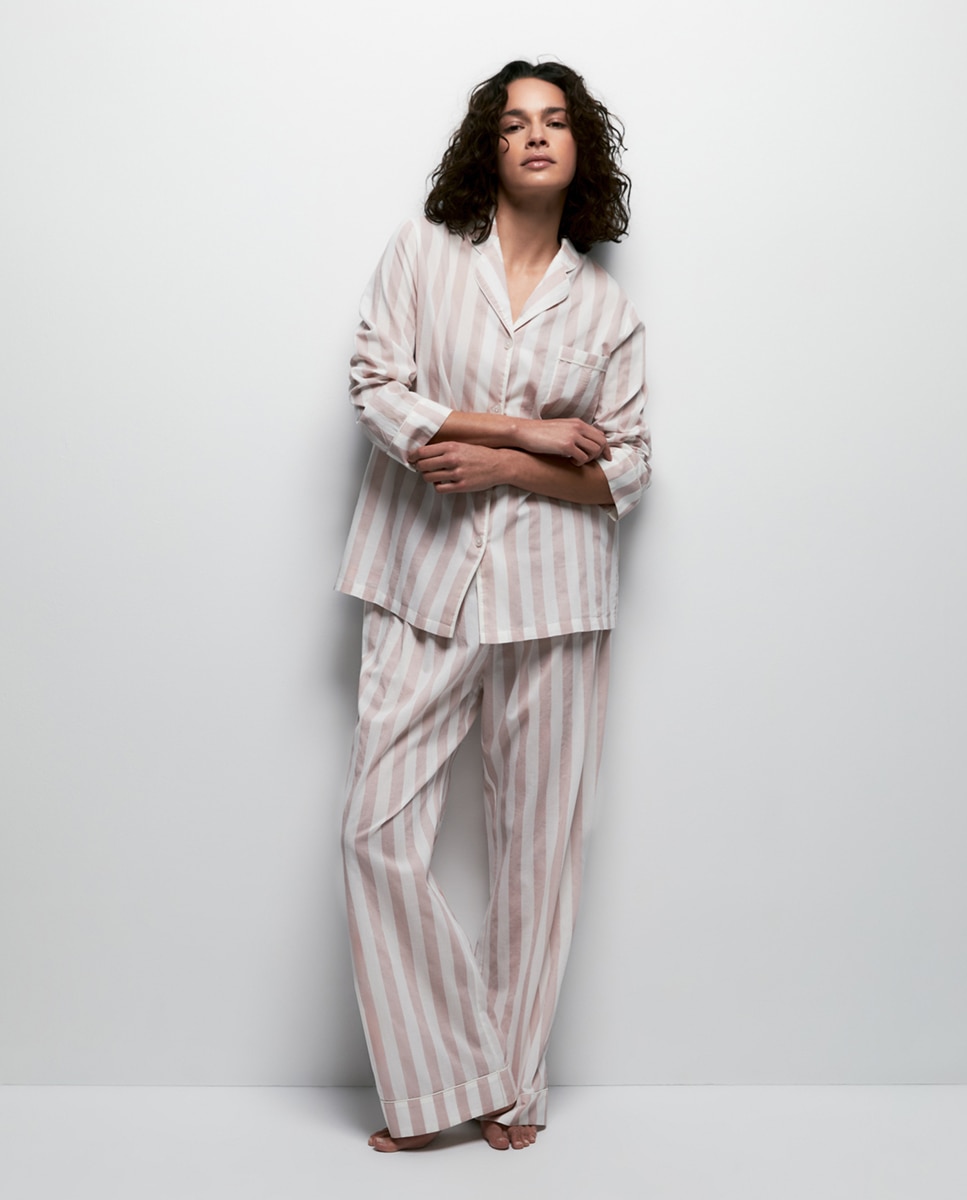 Pijama às riscas Rosa-claro-1