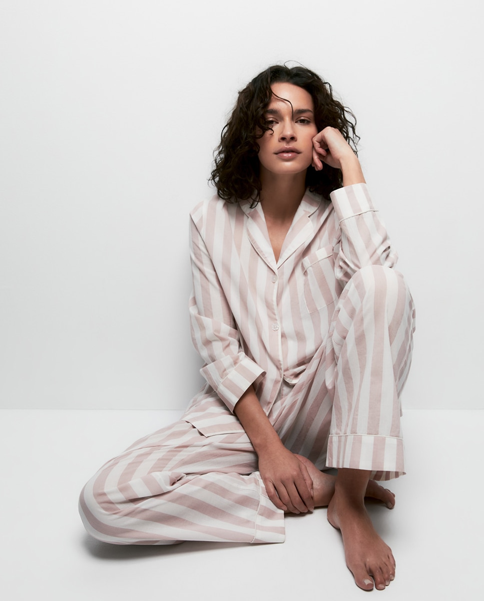 Pijama às riscas Rosa-claro-5