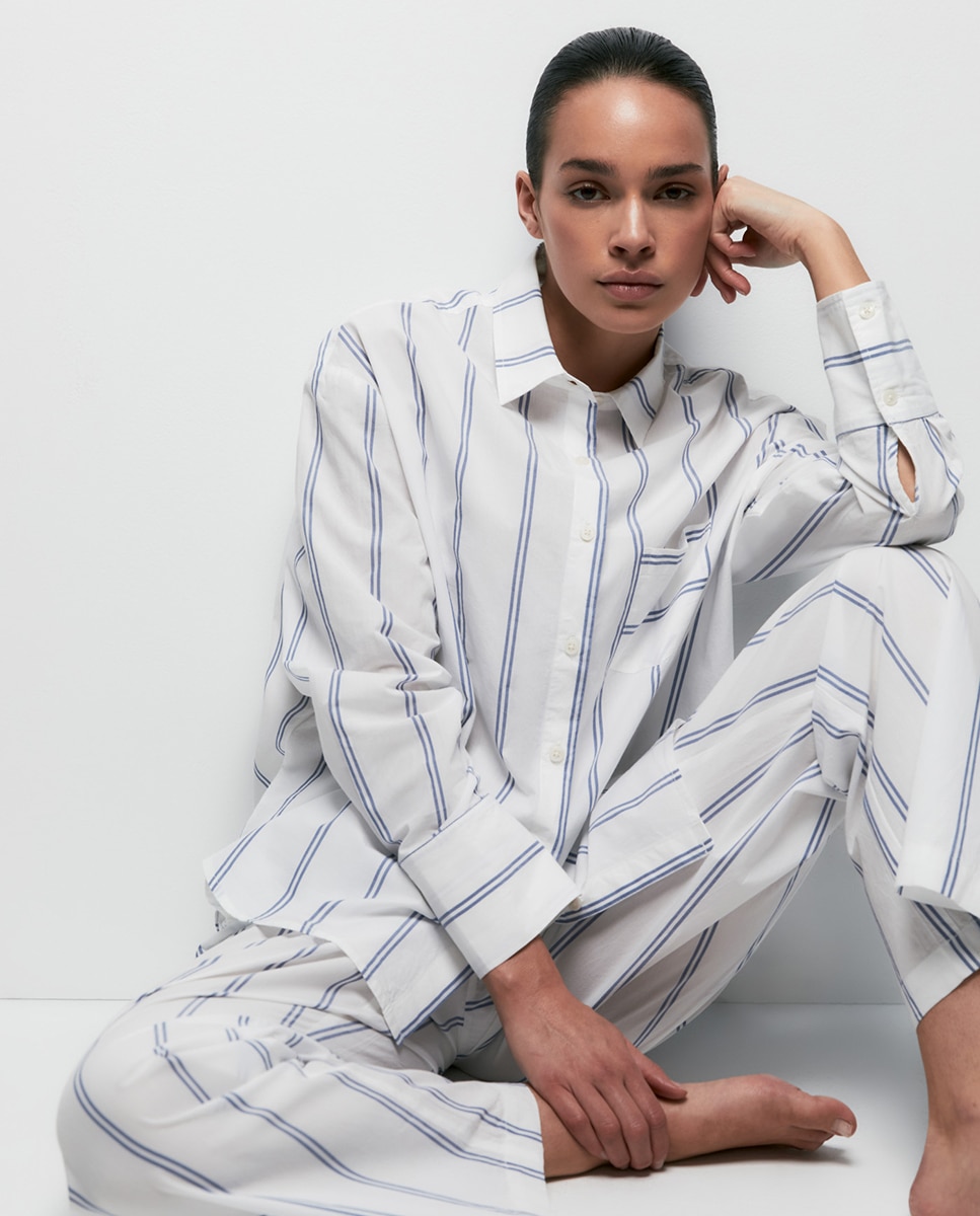 Pijama às riscas Azul-5