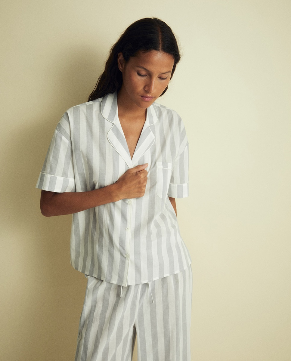 Pijama às riscas 820 Cinzento Médio-2