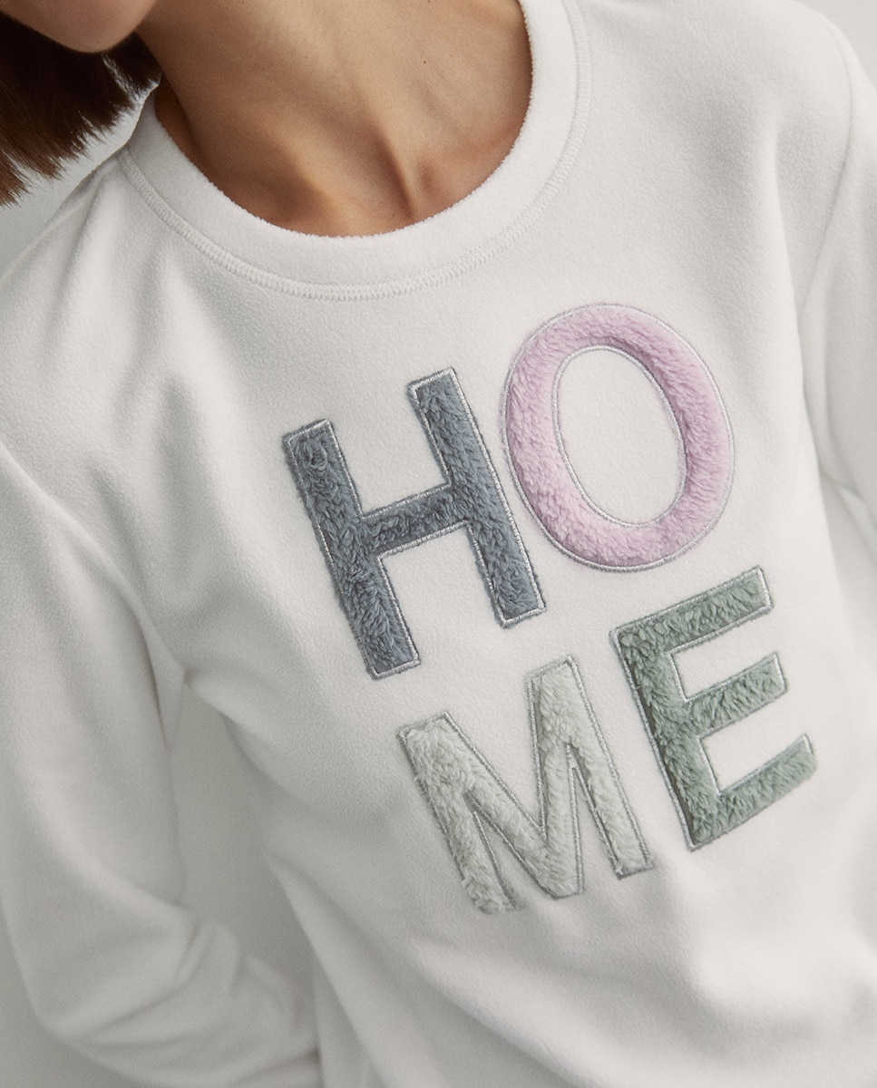 Pijama de Forro Polar Home Branco-marfim-3