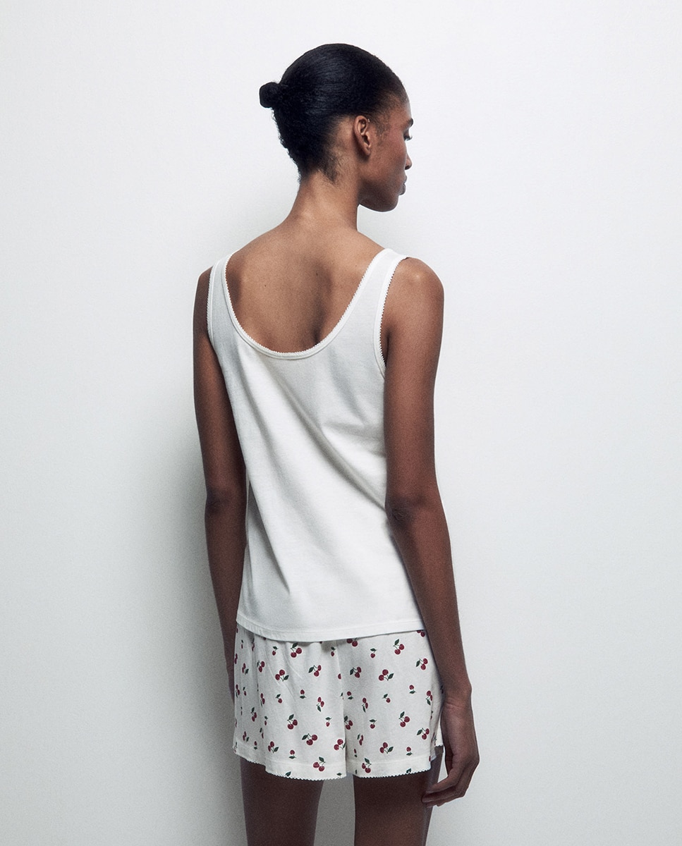 Pijama de alças Branco-marfim-4