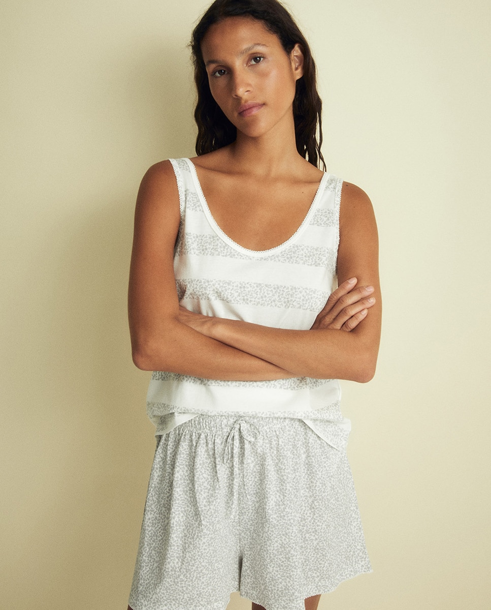 Pijama Curto de Alças Largas 820 Cinzento Médio-2