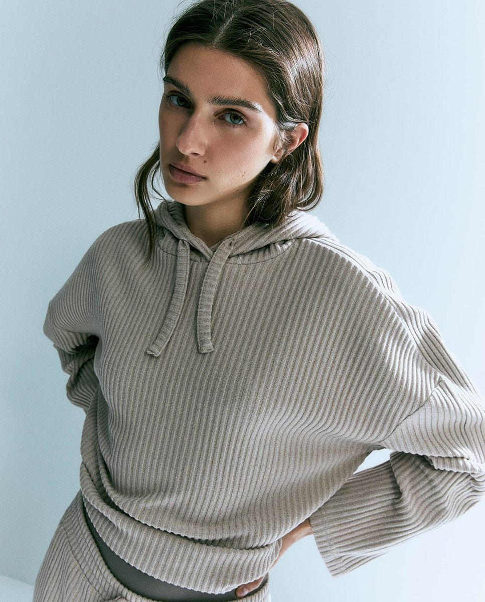 Sudadera canalé capucha - Sfera - Visón oscuro Visón oscuro-3