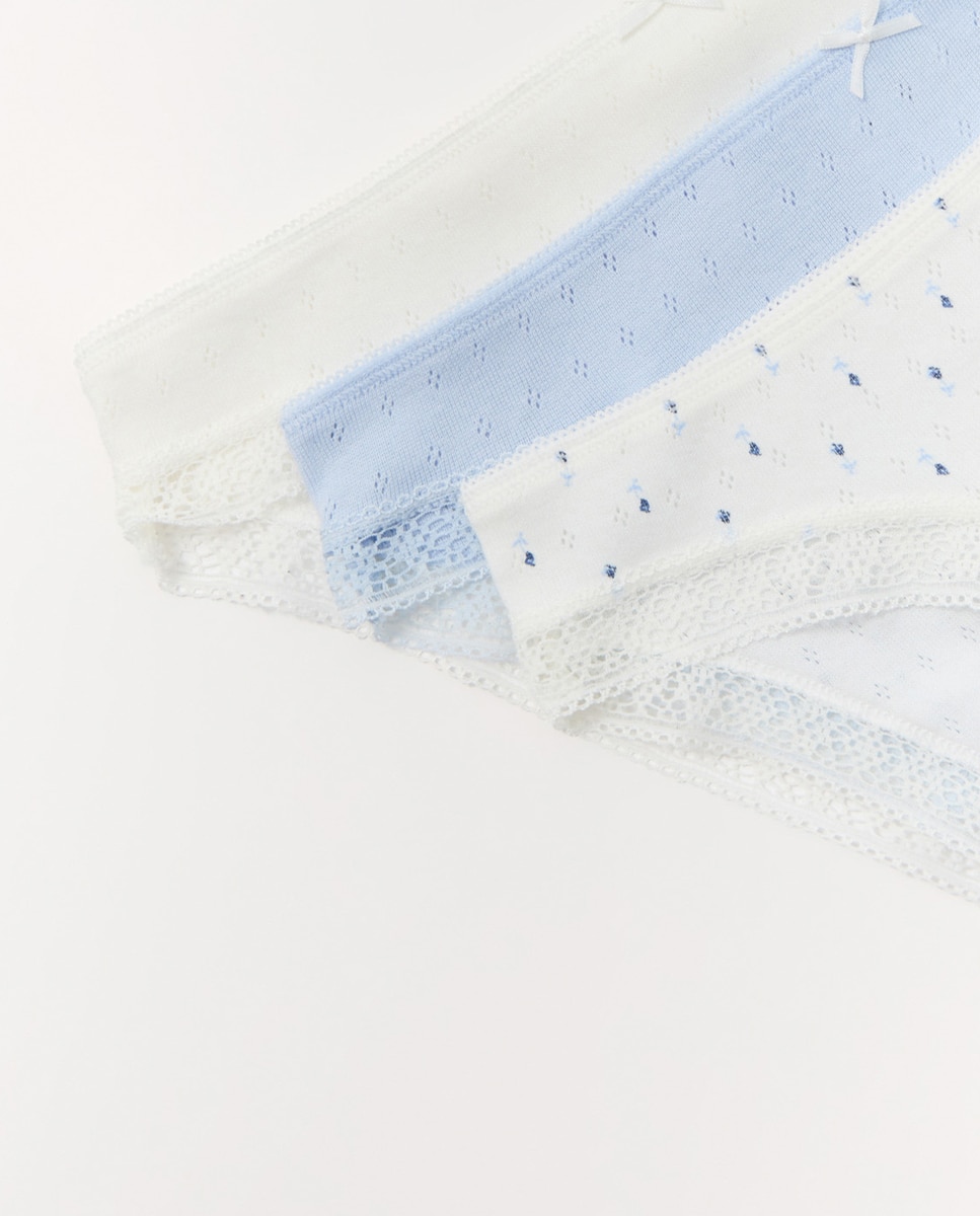 Pack de Cueca de Algodão Azul-claro-3
