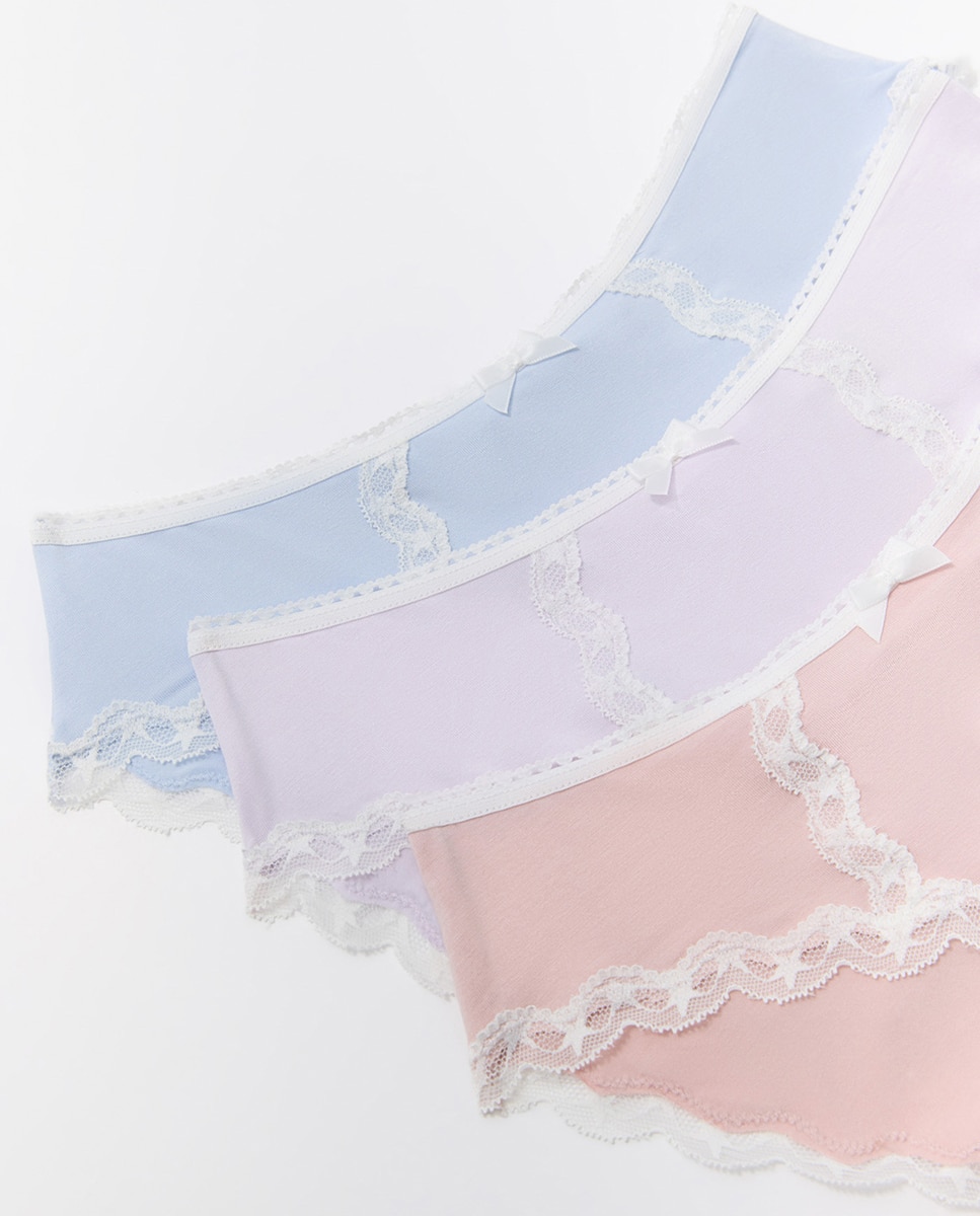 Pack de Cueca-Biquíni com Renda Multicolor-3