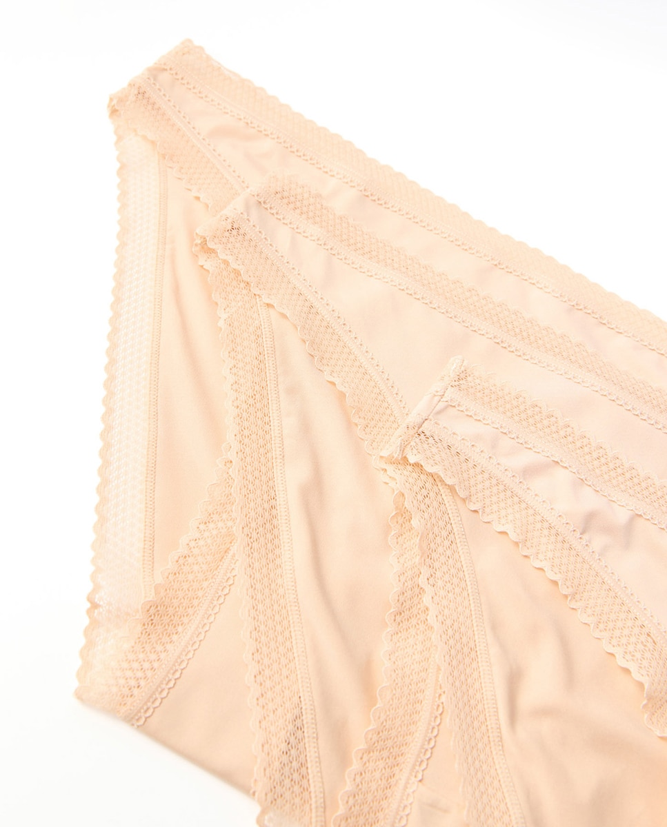 Pack de Cueca de Biquíni com Renda 250 Nude-2
