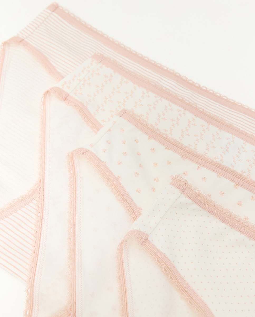 Pack de Cuecas Estampadas de Algodão 220 Rosa Pálido-2