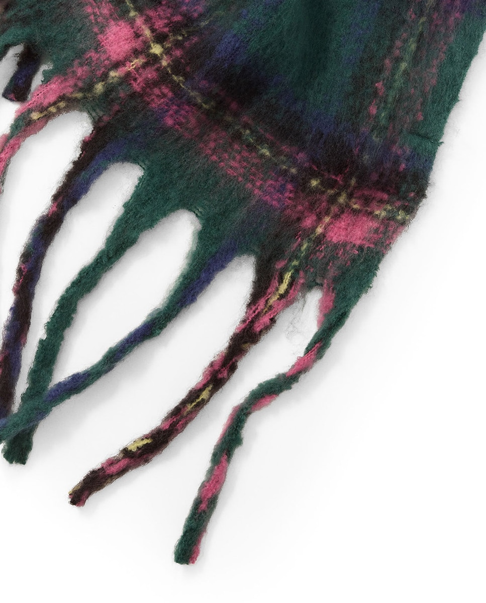 Écharpe Tartã com Contraste Azul-2