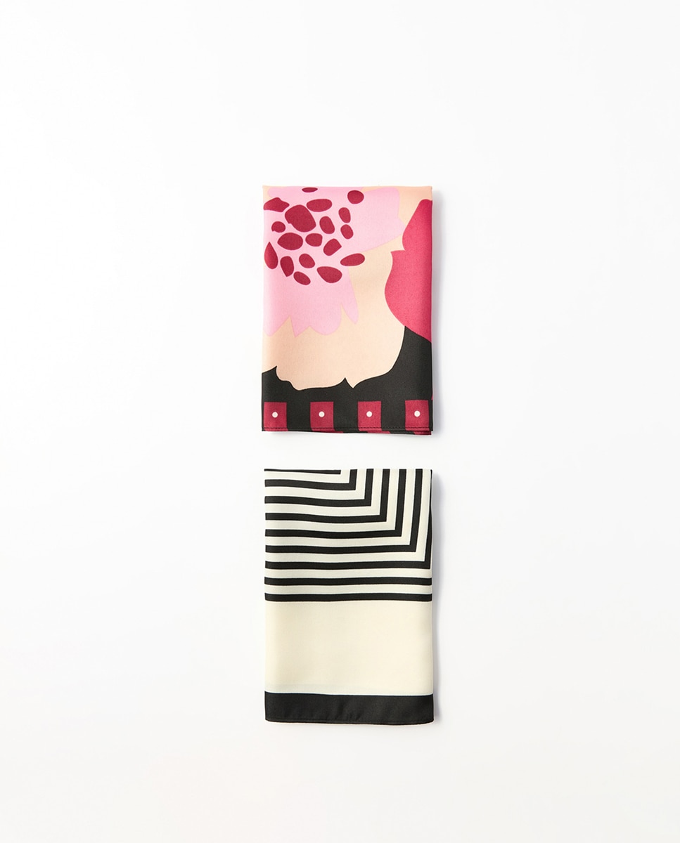 Conjunto de Bandanas com Estampado Floral Preto-2