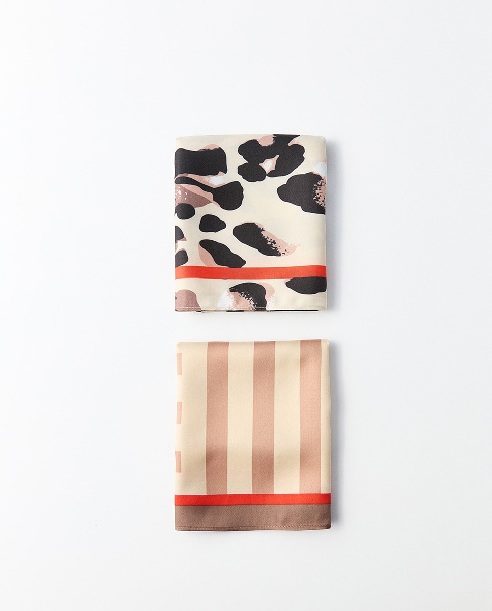 Conjunto de Bandana com Manchas Bege-2