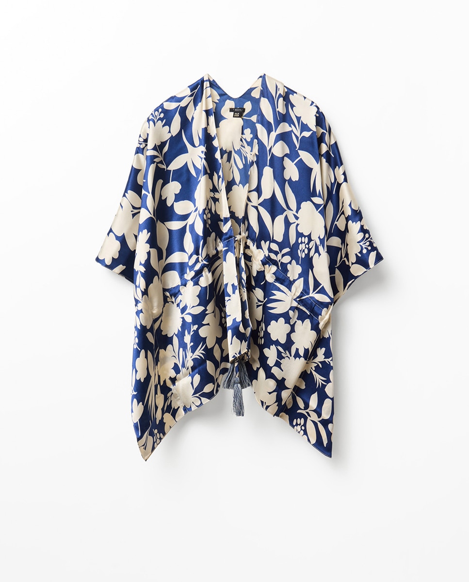Imagem 0 de Kimono com Estampado Floral - Navy