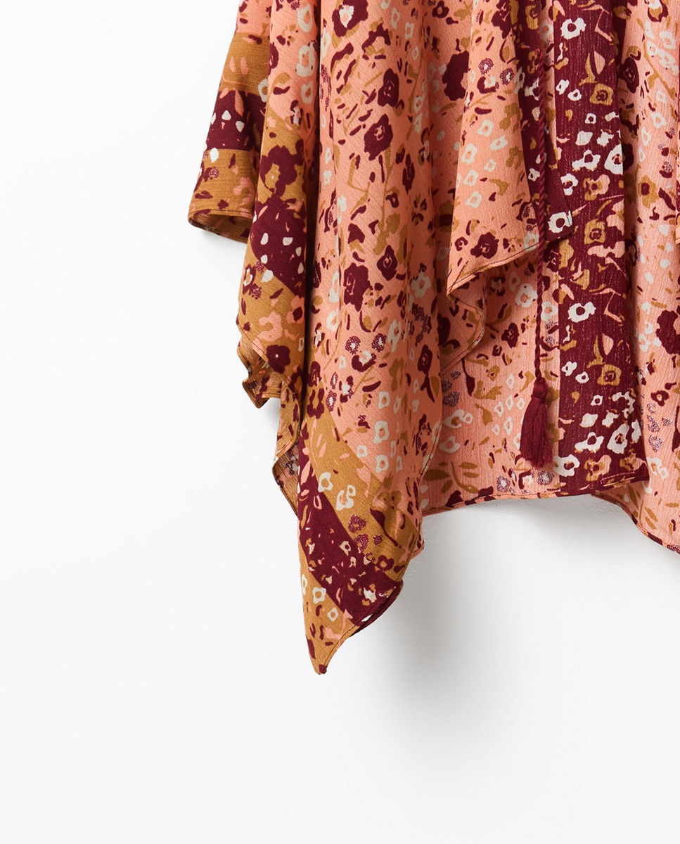 Kimono Ondulado com Borlas Salmão-2