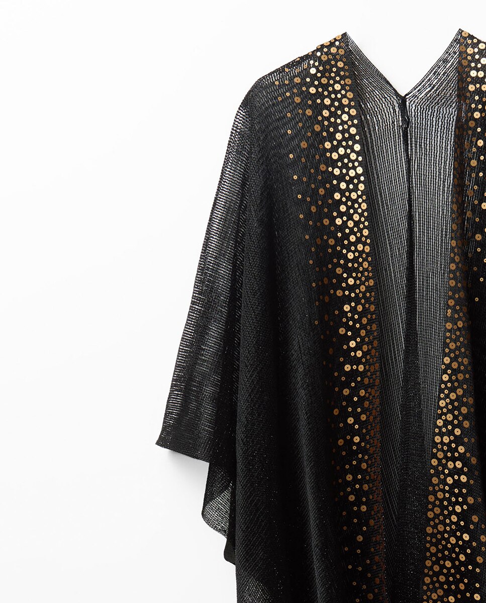 Kimono com Detalhe de Lantejoulas Preto-2