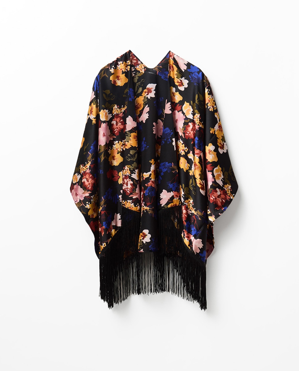 Imagem 0 de Kimono com Estampado Floral e Franjas