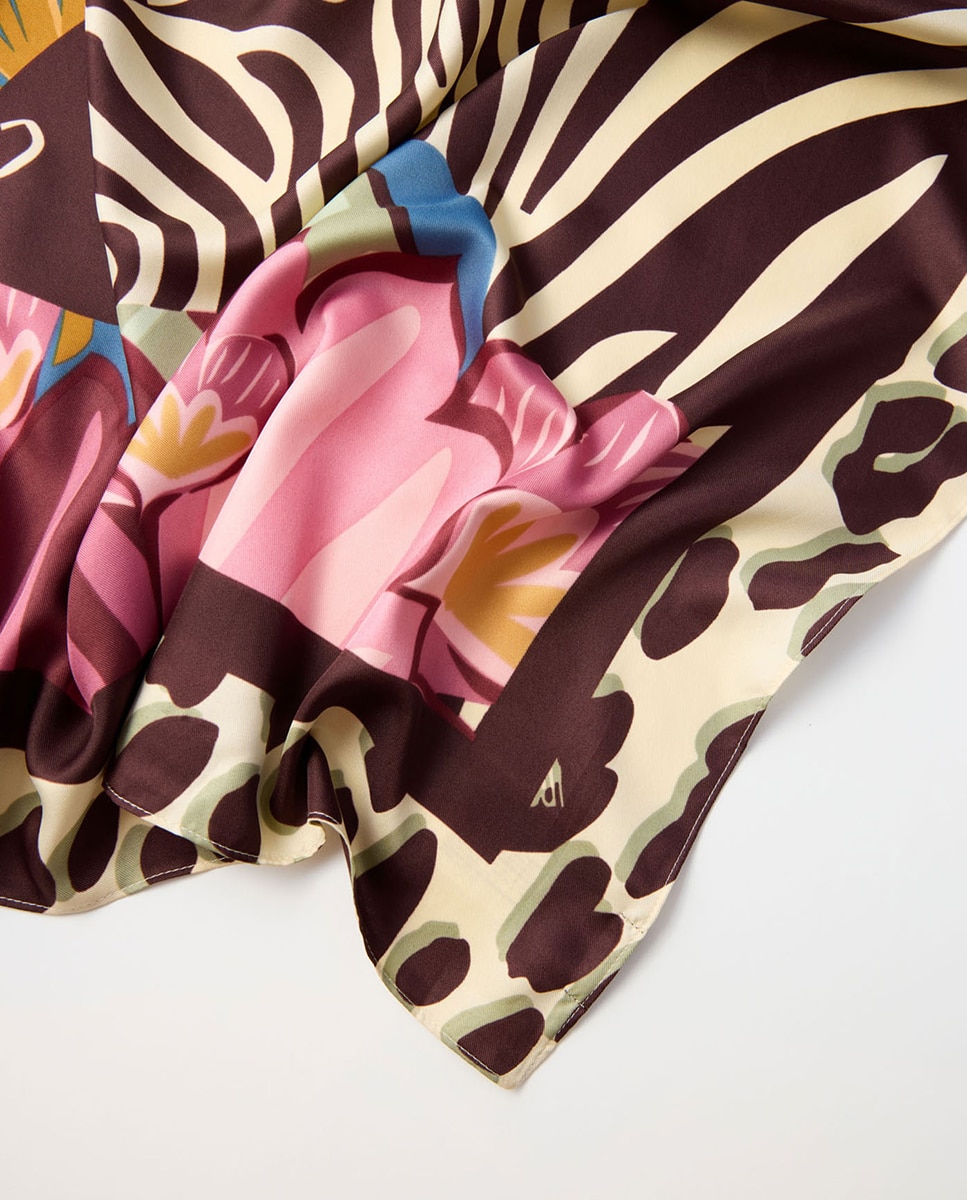 Bandana com Animal Print de Zebra 400 Azul-2
