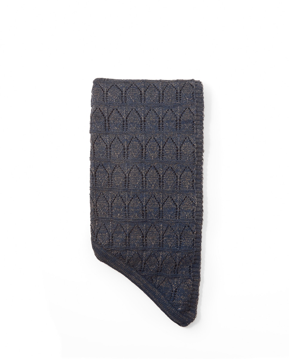 Cachecol Rendilhado - Preto Azul-1