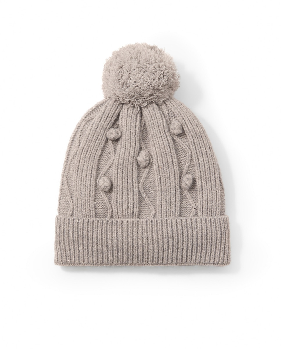 Gorro com Pompons e Forro Cinzento médio-1