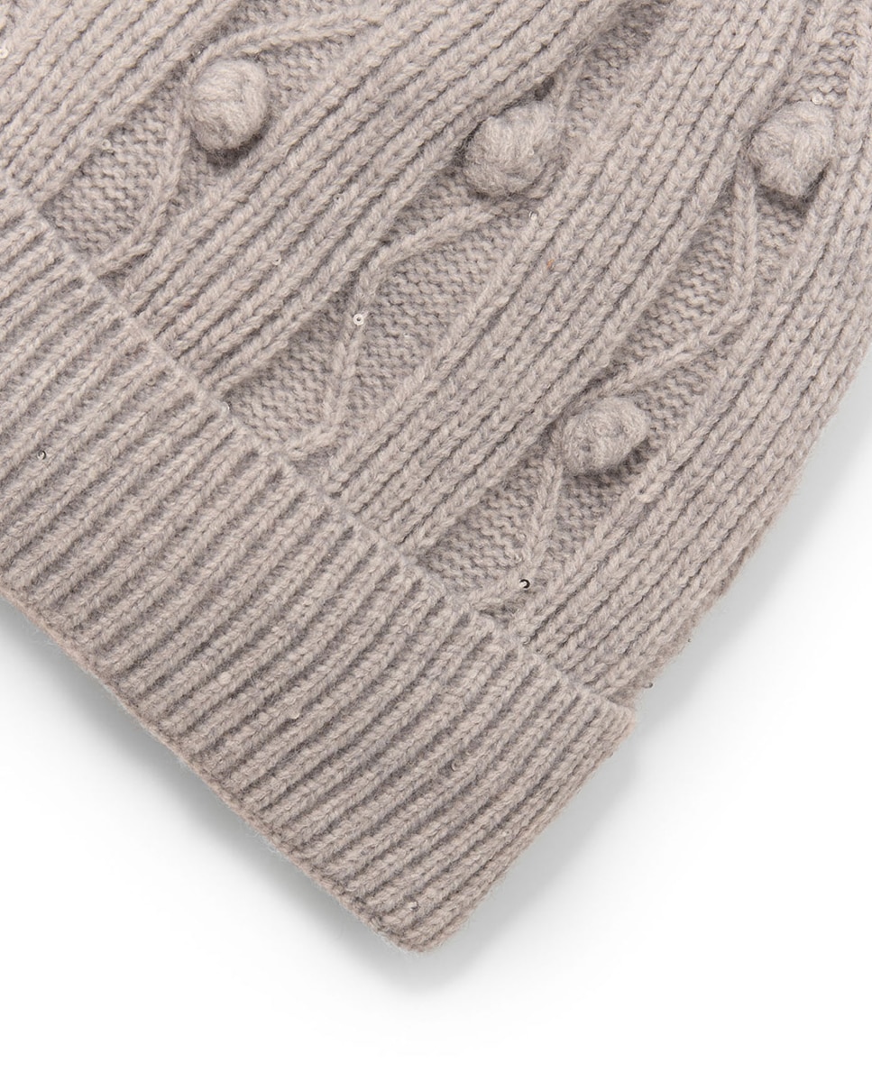 Gorro com Pompons e Forro Cinzento médio-2