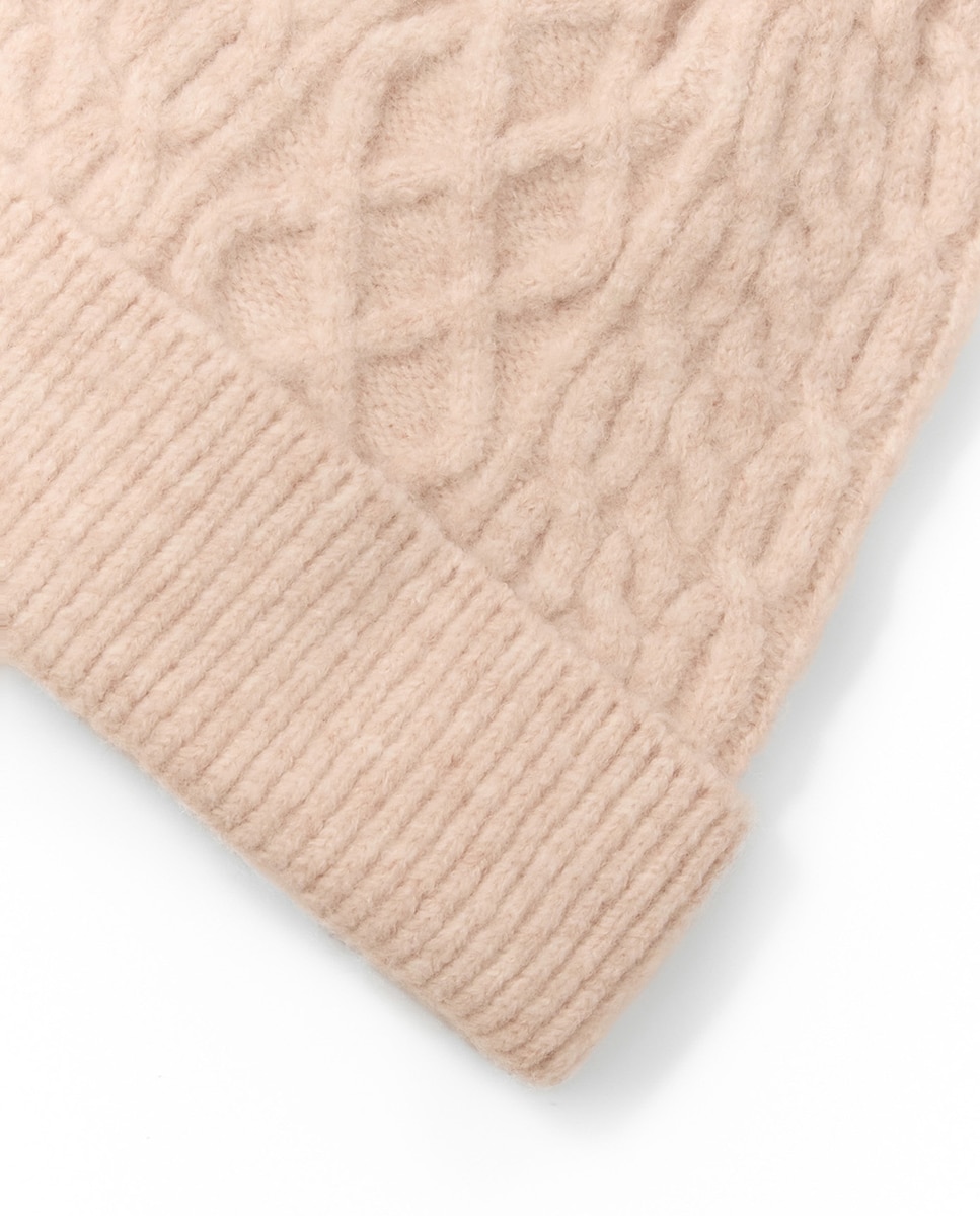 Gorro com Pompom e Pena Rosa-pálido-2