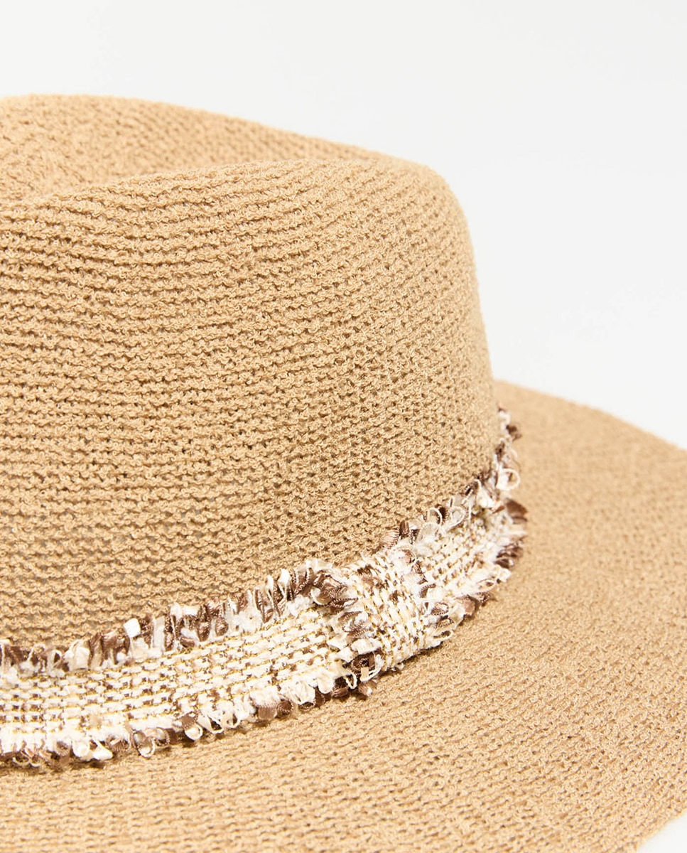 Chapéu com Fita de Tweed Camel-2