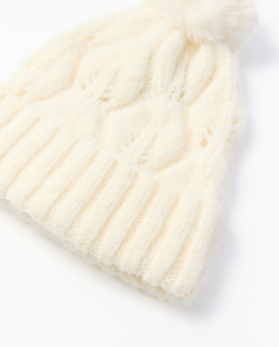 Gorro Rendilhado de Lã 120 Cru-2