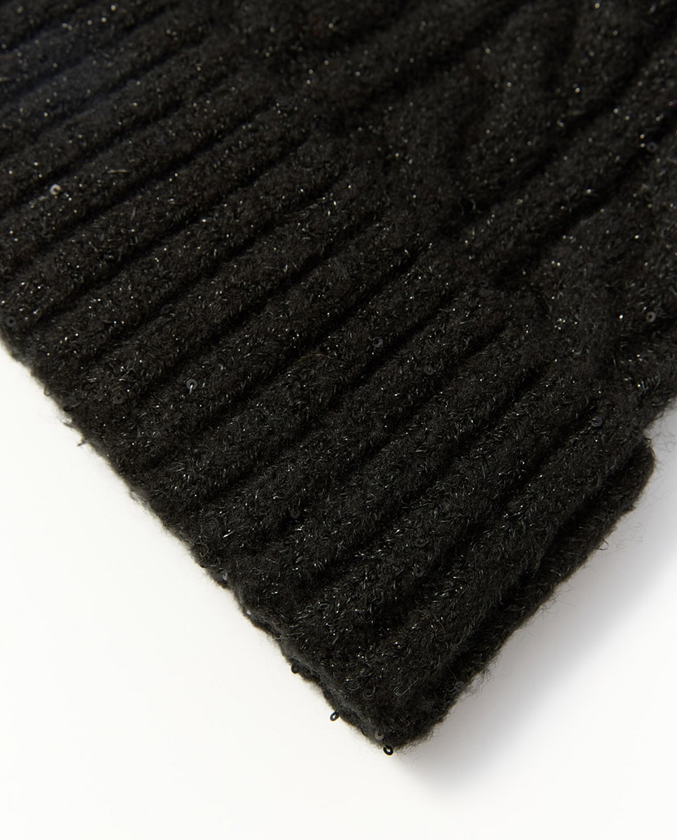 Gorro de Malha do Cabo com Lantejoulas Preto-2