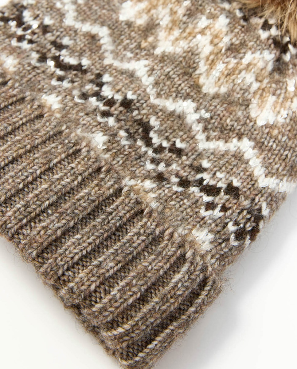Gorro Alpino com Lantejoulas Bege-2