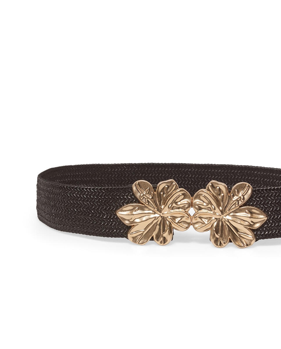 Cinto com Flores de Metal Preto-1