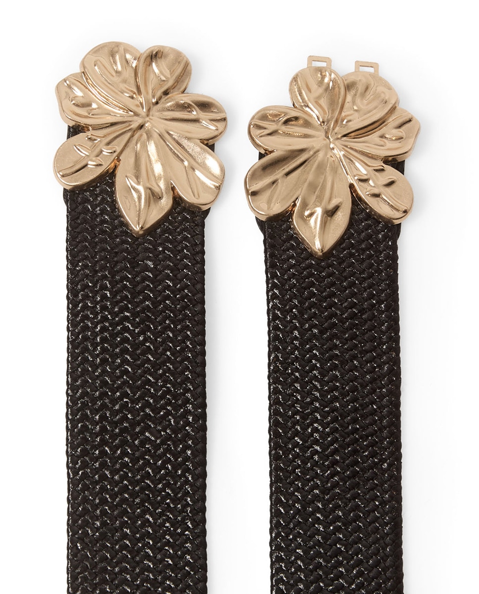 Cinto com Flores de Metal Preto-2