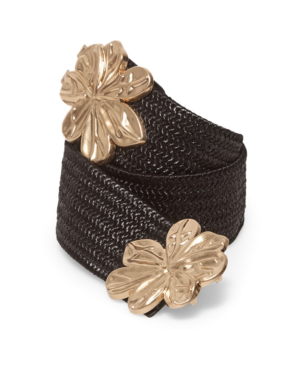 Cinto com Flores de Metal Preto-3