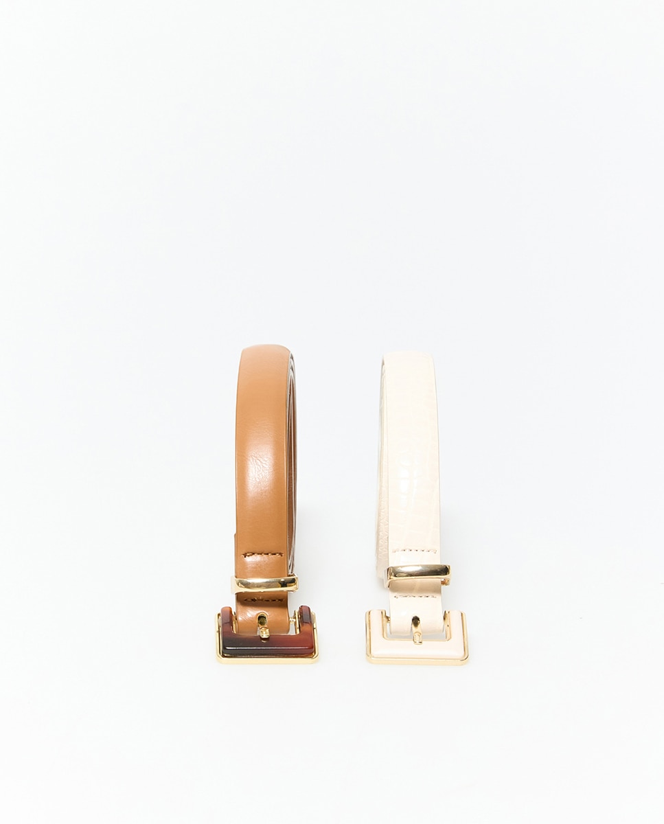 Conjunto de cintos carey Camel-3
