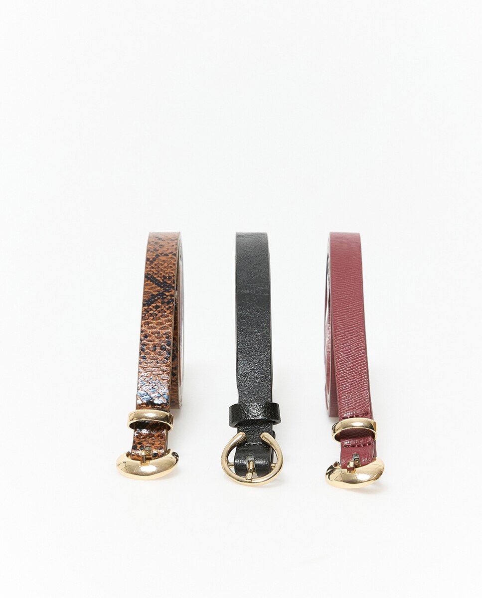 Conjunto de cintos com animal print de serpente Multicolor-3