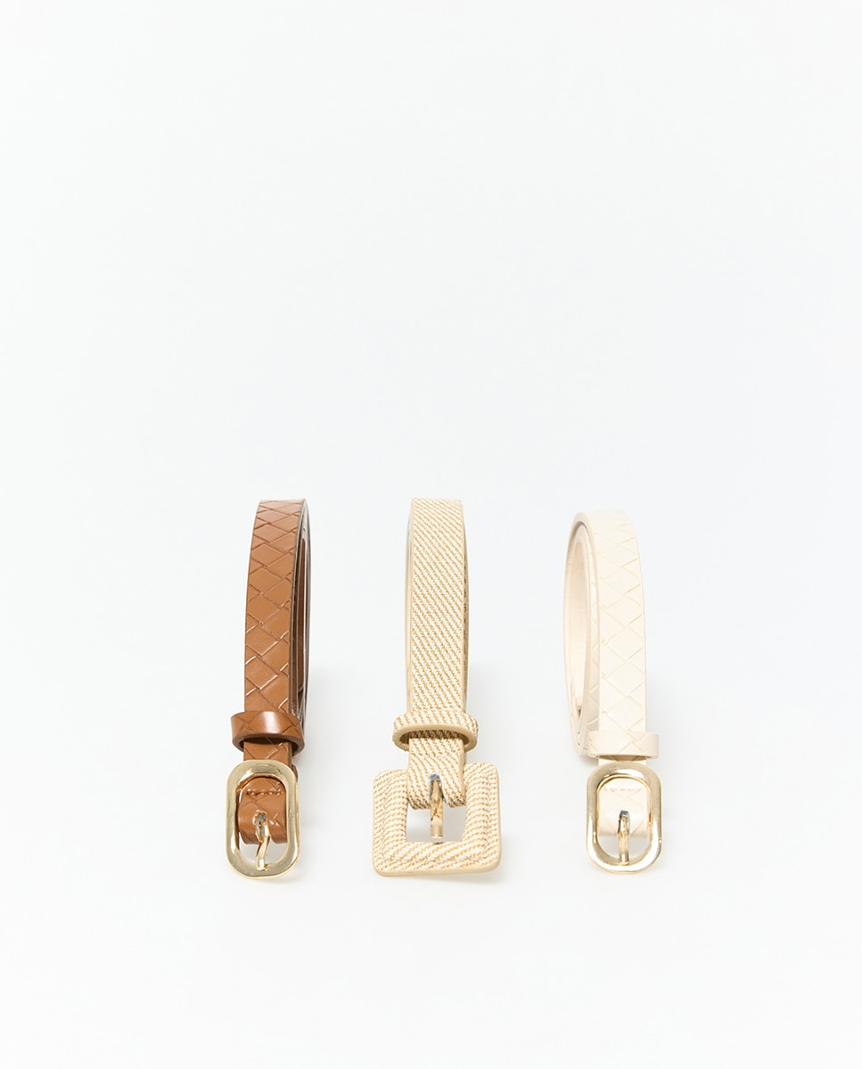 Conjunto de cintos entrançados Camel-3