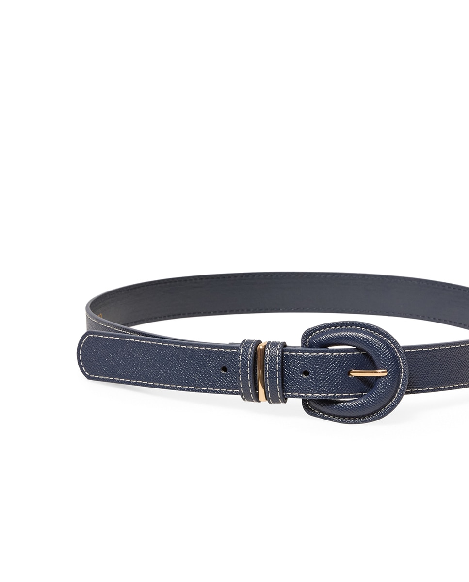 Cinto com fivela forrada Azul-marinho-1