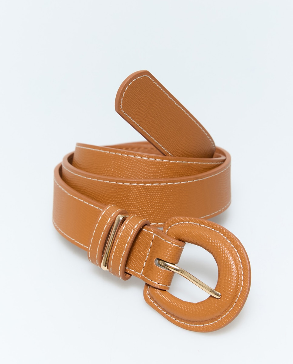 Cinto com fivela forrada Camel-3